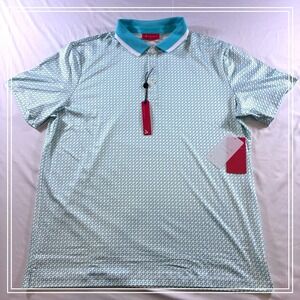 Redvanly Devine Polo Shirt Mens XL‎ Curacao Teal Geometric Performance Golf New